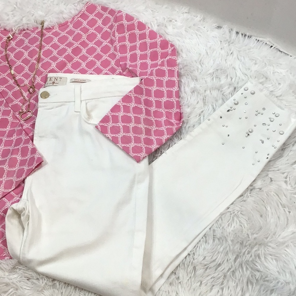7FAM Jen7 ankle skinny pearl jeans 6